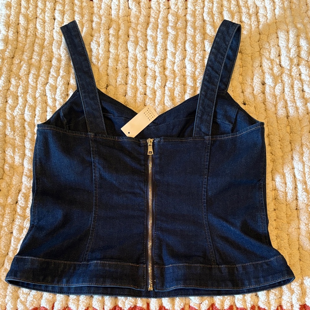 White House Black Market / Dark Blue Denim Bodice Tank Top - Picture 5 of 7